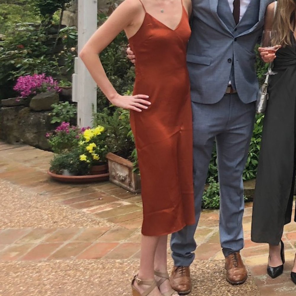 Burnt Orange Silk Slip Dress